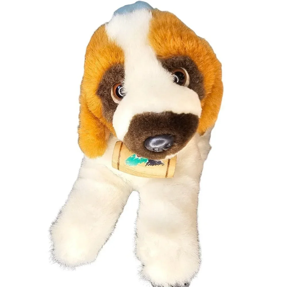 Vintage 80s St. Bernard Dog Plush Stuffed Animal Stuffie Squish 12